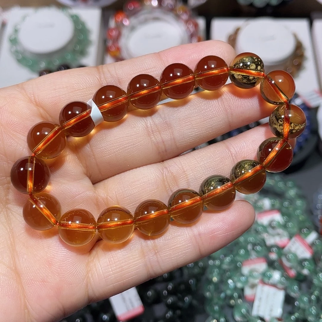 水晶手链未镶嵌黄水晶金红料手串
