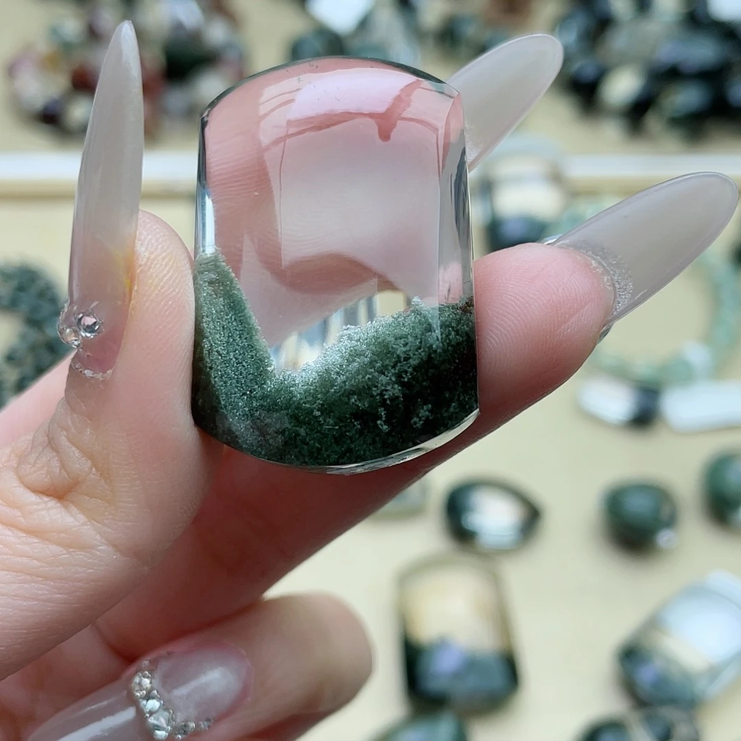 水晶颈饰未镶嵌靖**尚绿幽灵聚宝盆吊坠打孔不退换