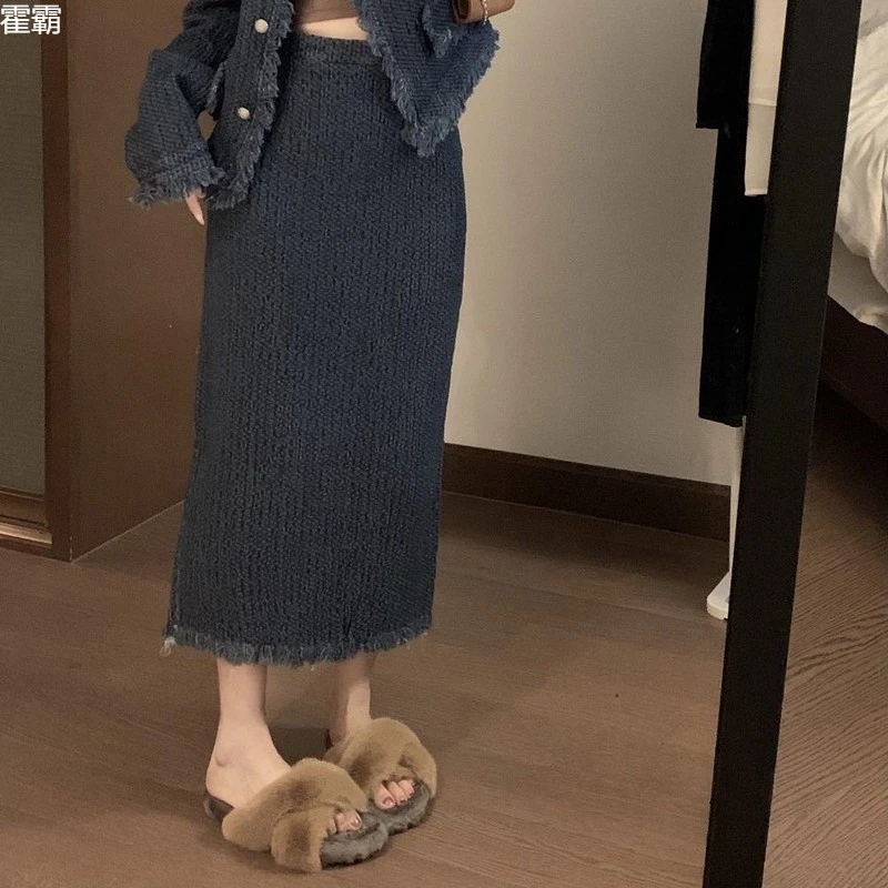 高端轻奢设计感显瘦秋冬款毛边宽松牛仔外套女小香风小个子半身女