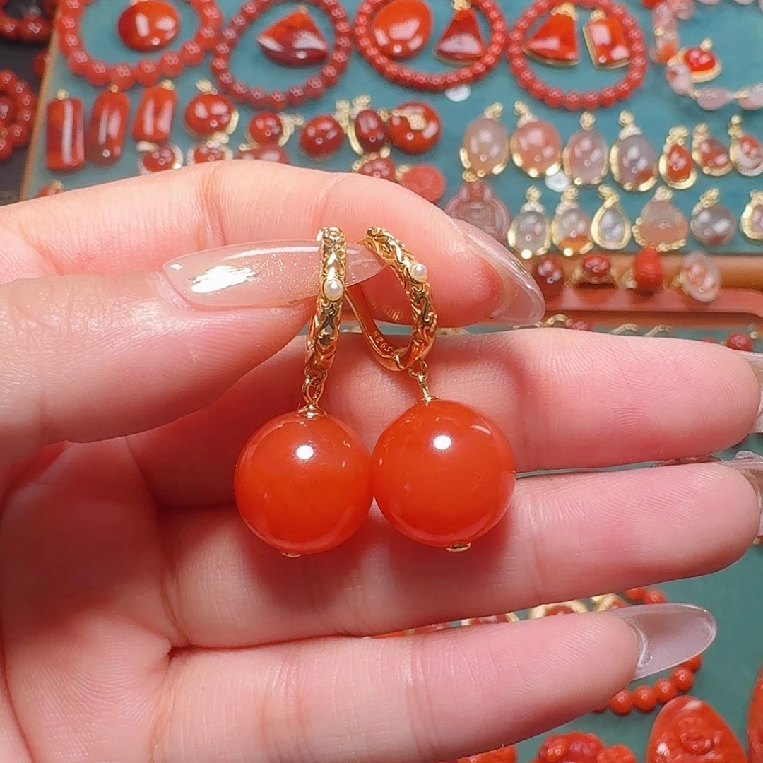 南红玛瑙银S925镶嵌14+