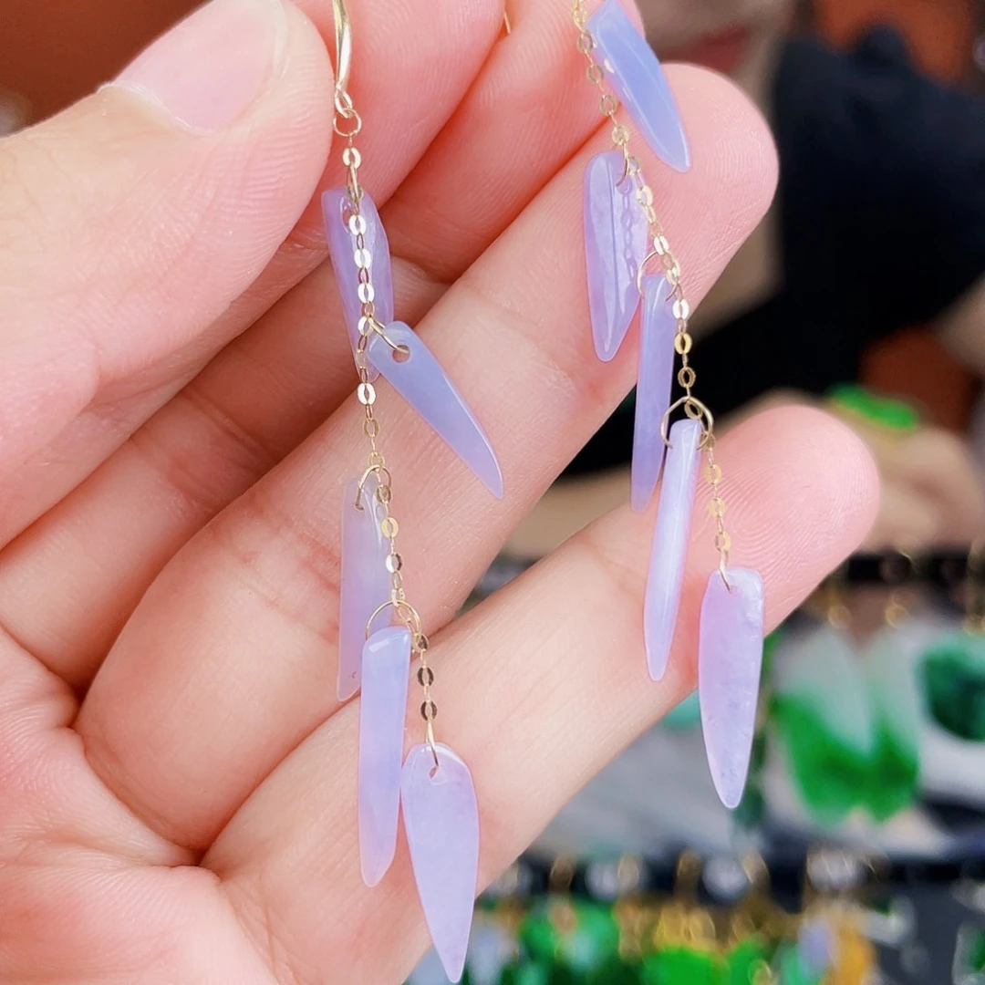 翡翠18K金镶嵌耳饰饰品