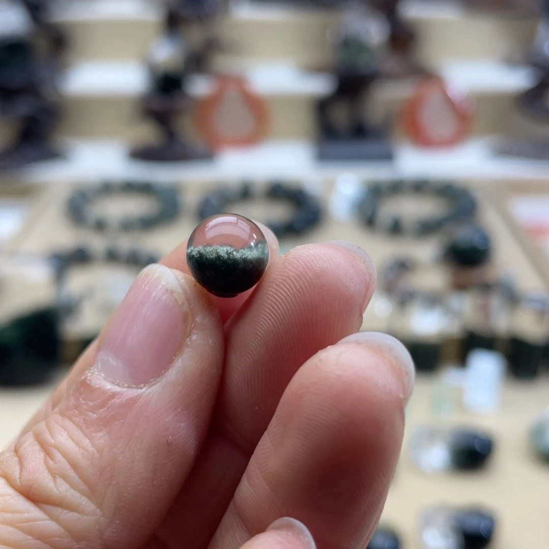 水晶手链银S925镶嵌雨**?绿幽灵聚宝盆单珠定制不退换