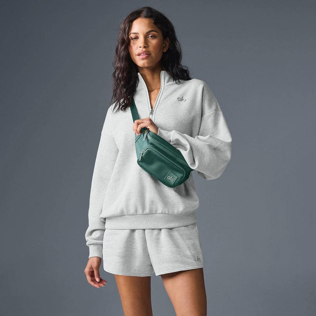 Alo yoga 纯色半开襟半拉链长袖卫衣 情侣款