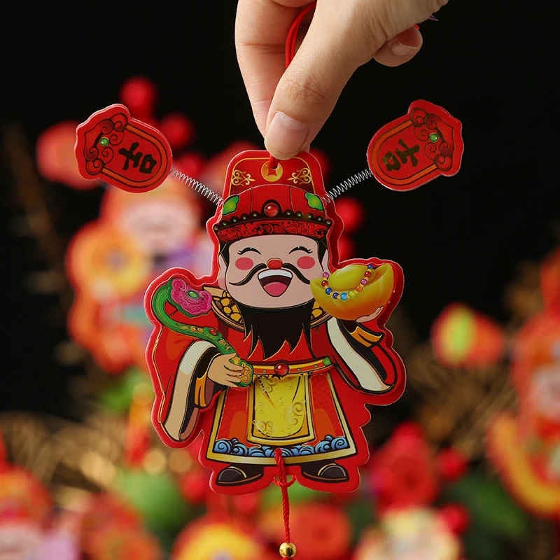 【4个装】2025年新款喜庆新年蛇年财神爷磁吸立体摆件新春贴纸装饰