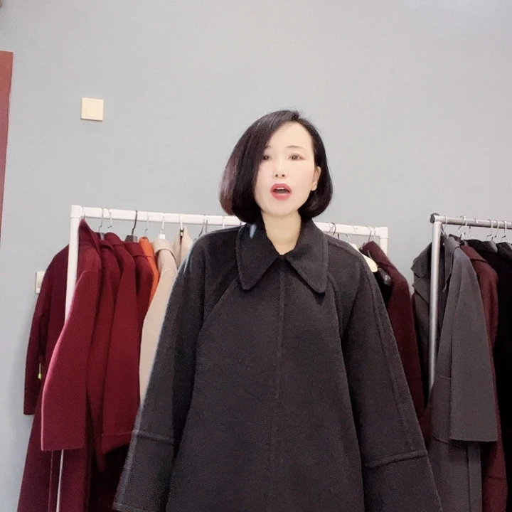 双面呢大衣阔版慵懒风