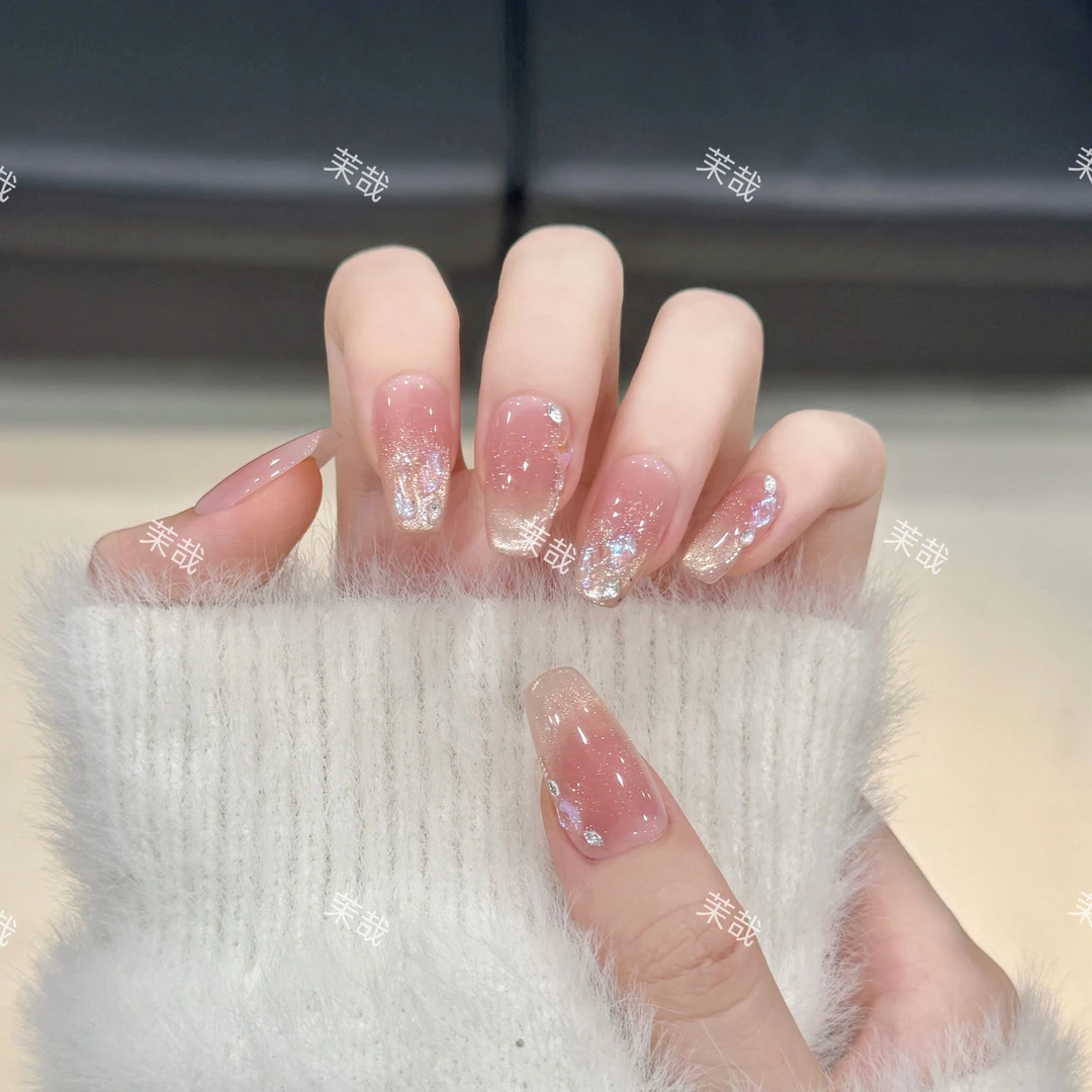 茉哉现货【琉璃】纯手工定制美甲拆卸穿戴甲A4197