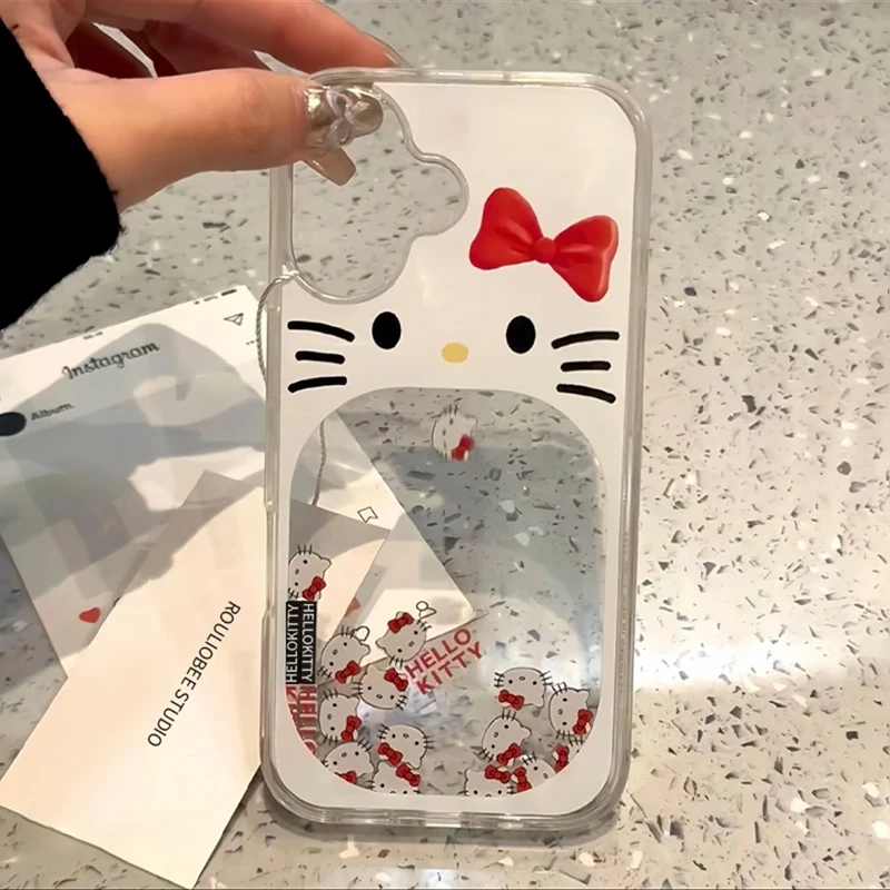 Lucky可爱滑片KT猫流沙适用16苹果15手机壳iPhone14/13promax套