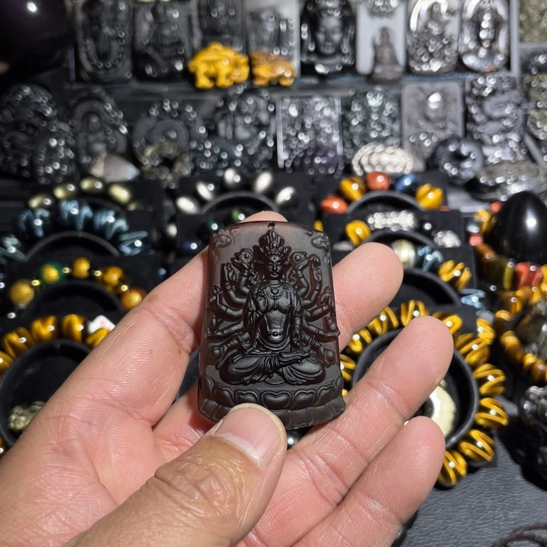 微***c黑曜岩未镶嵌吊坠(赠链)