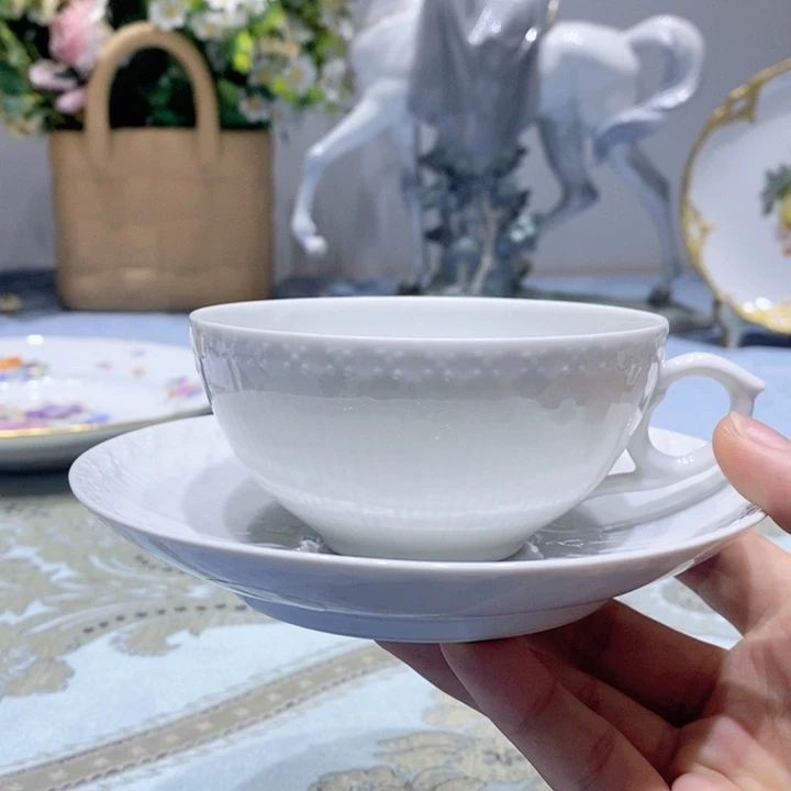 瓷片哥本哈根白蕾丝红茶杯