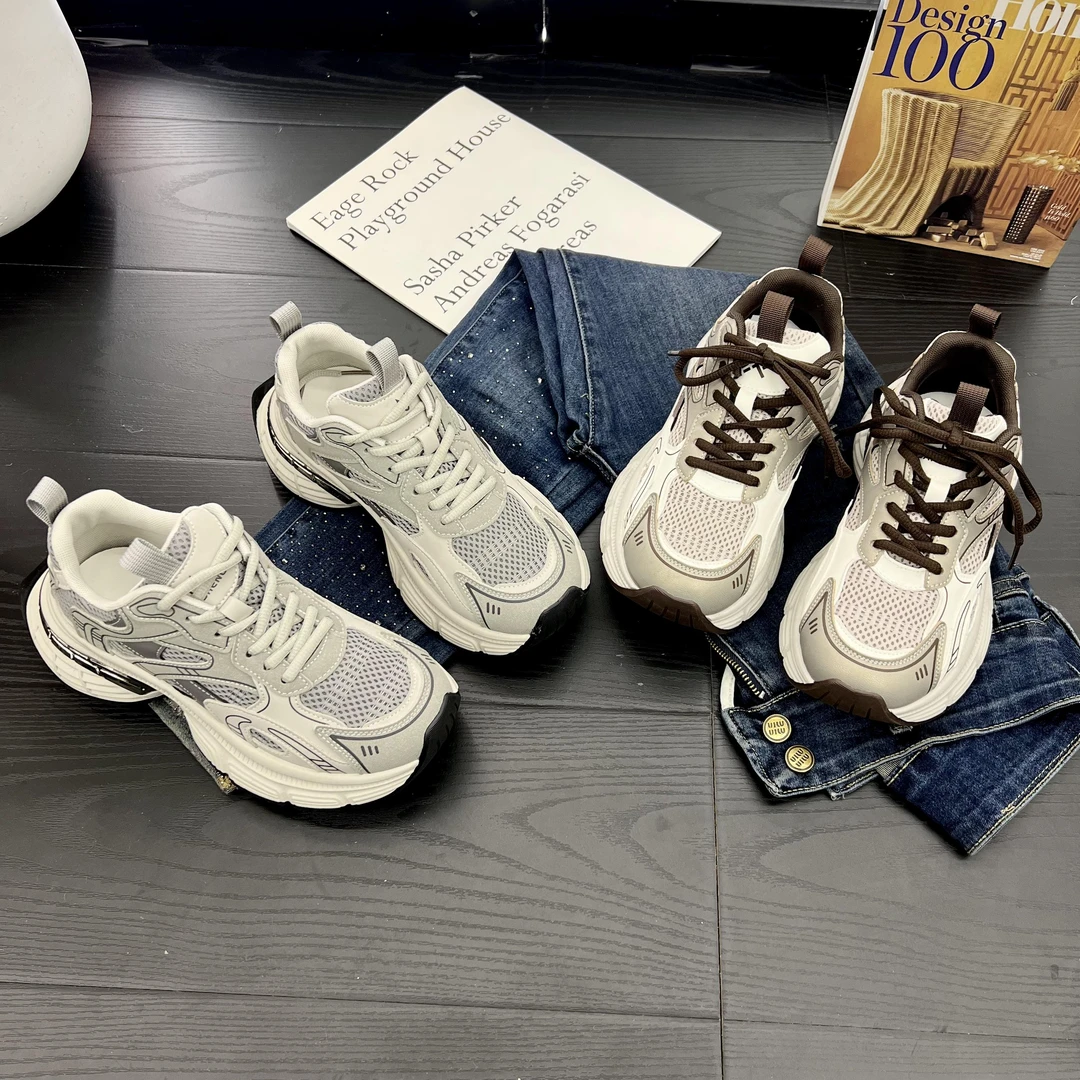 松糕厚底老爹鞋女2025春季新款百搭显脚小休闲运动鞋轻便跑步鞋潮