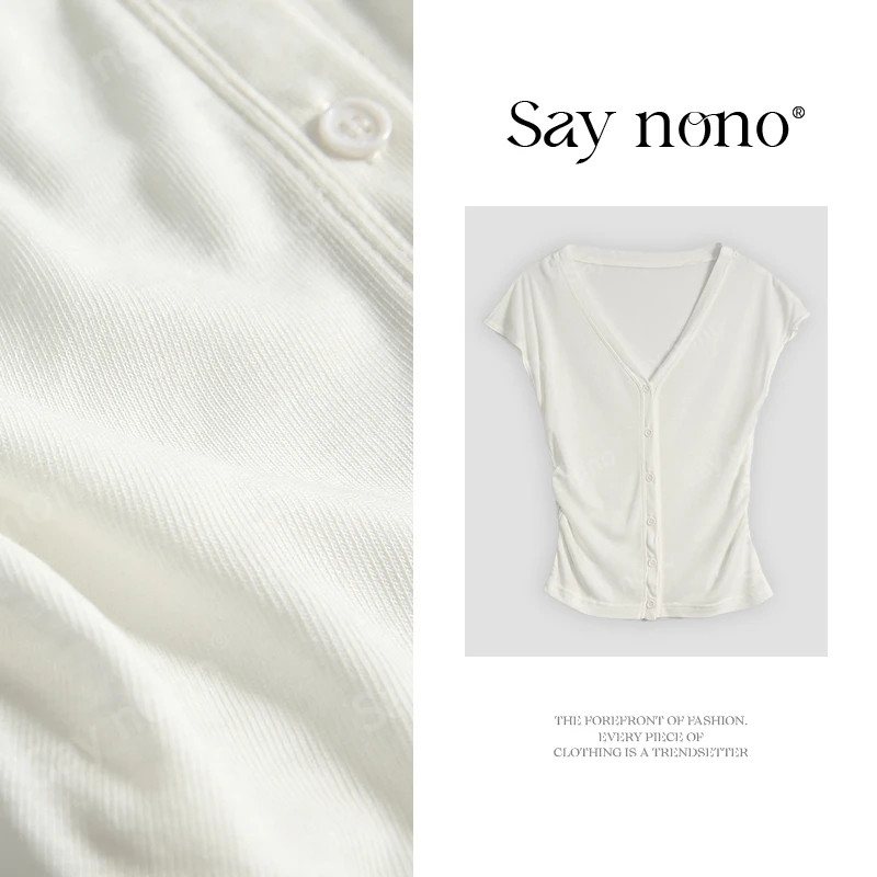 懒猫nono│Saynono 春日细语＿抽褶设计小飞袖开衫/XX8872