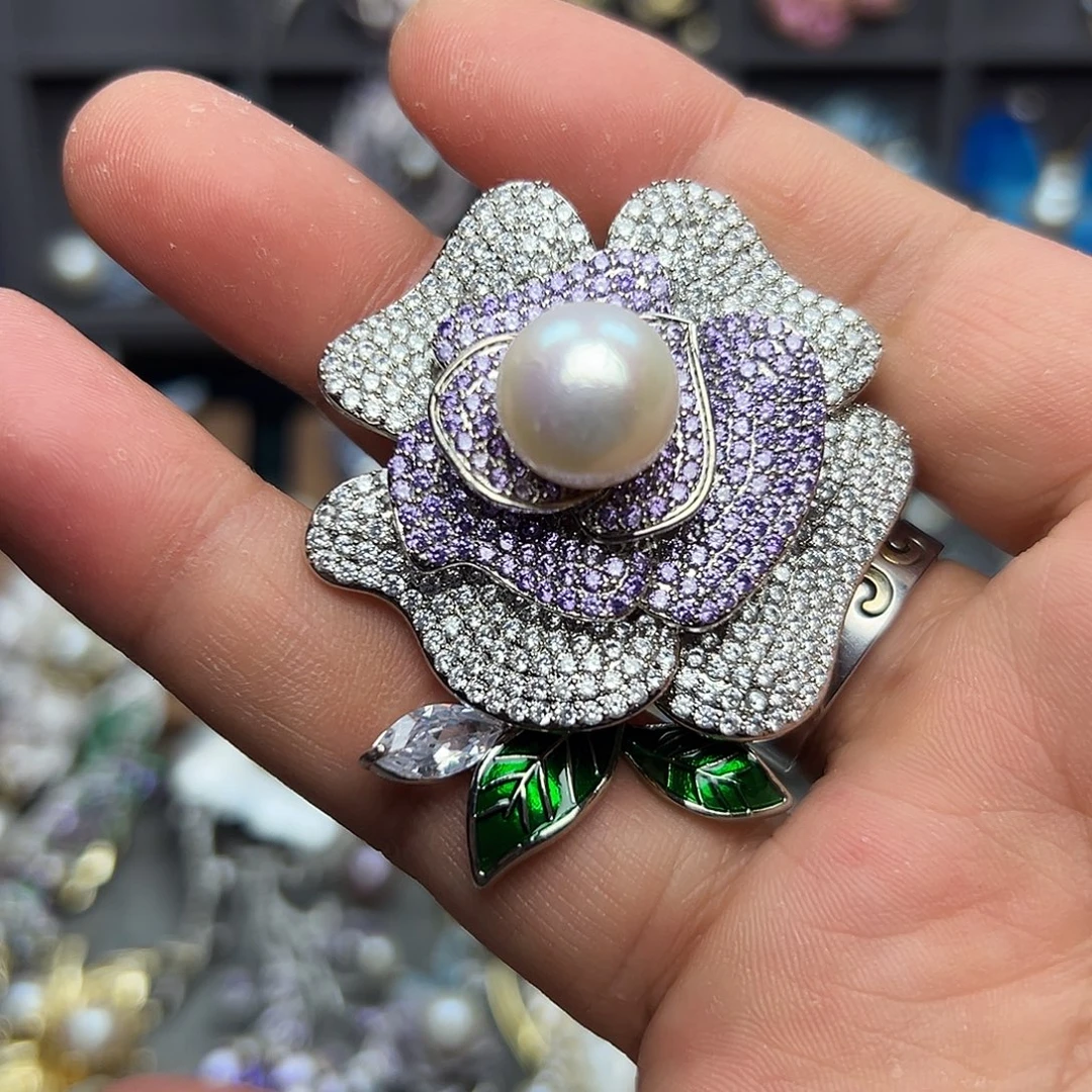 胸针合金淡水珍珠