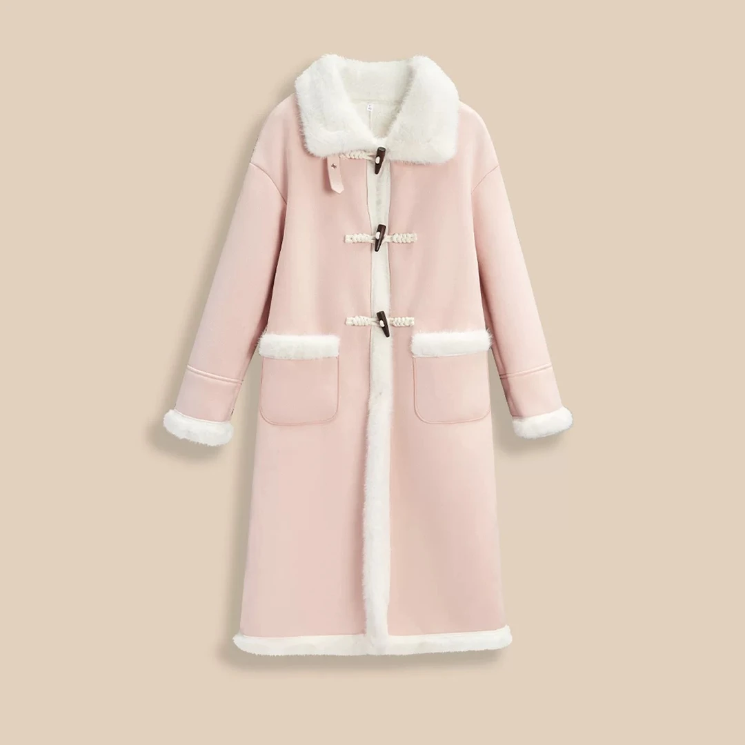 IEF/爱依服2025冬季新款时尚保暖氛围感百搭显瘦磨砂皮长外套