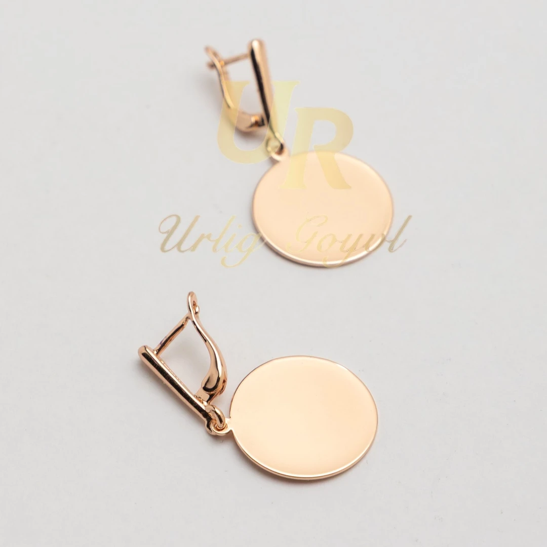 合金耳饰 UR【顺丰包邮-无运费险】圆镜耳坠2cmφ 玫瑰金色耳饰