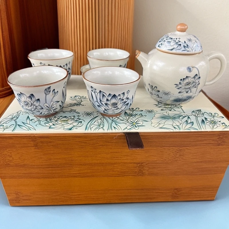 景德镇手绘创意茶具一壶四杯送礼佳品陶瓷茶具