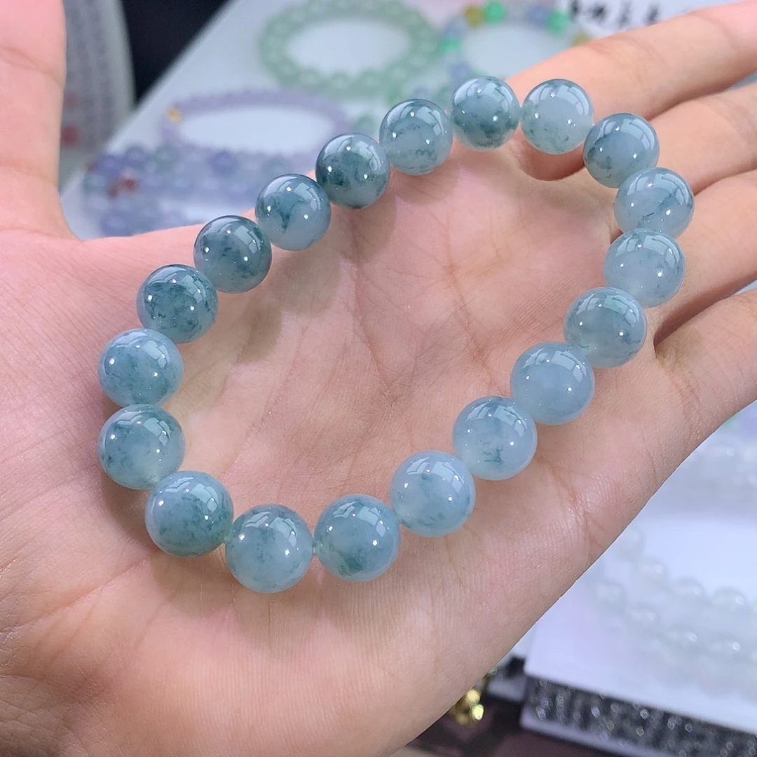 未镶嵌手链翡翠飘蓝花手串