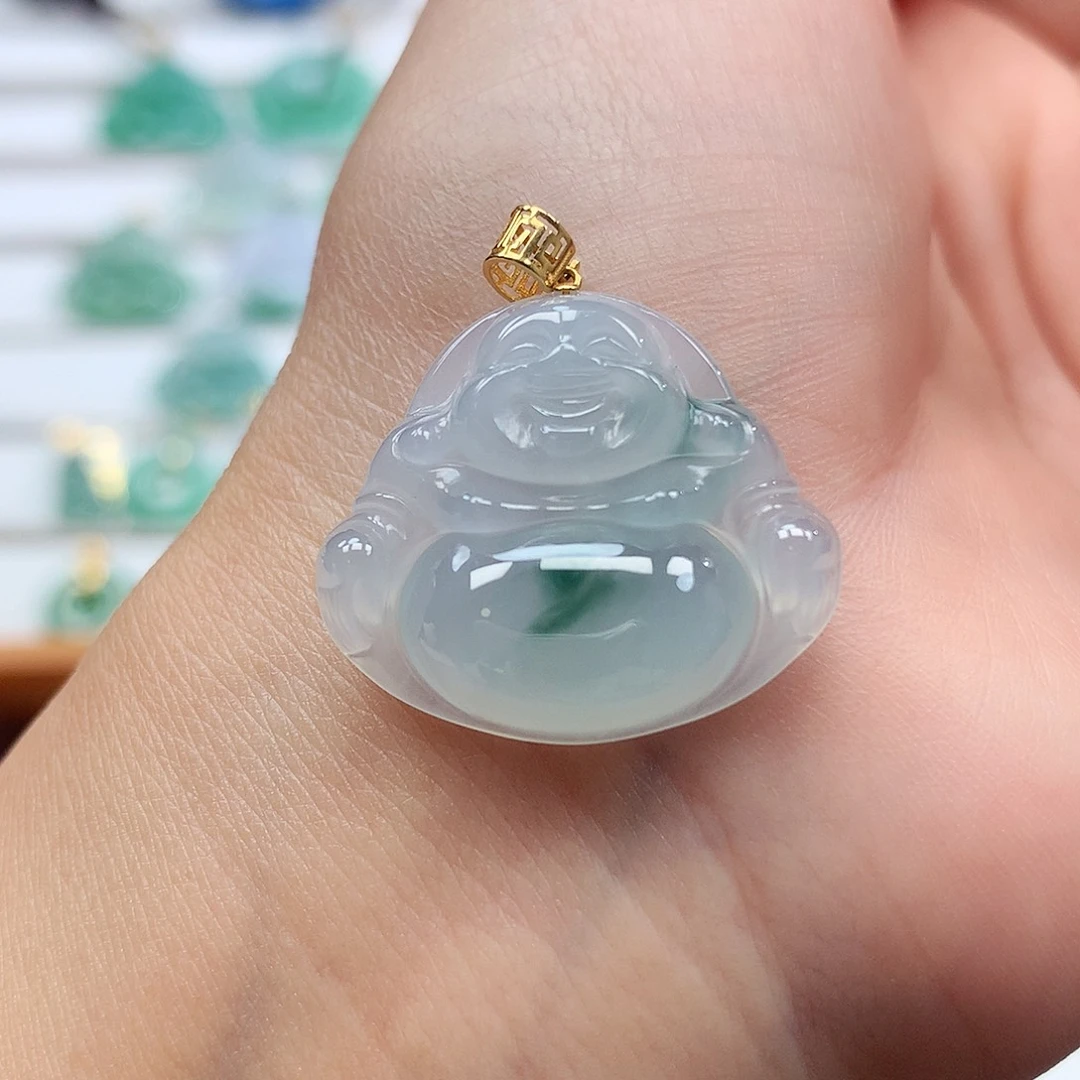 翡翠18K金镶嵌吊坠(赠链)22.2-25.5-6.2