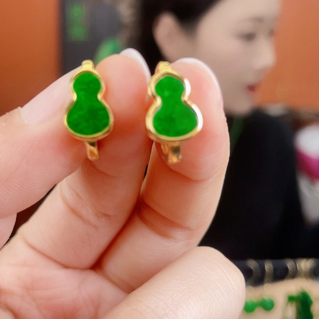 翡翠银S925镶嵌耳饰