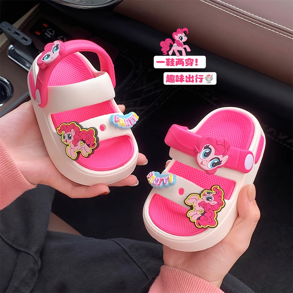 户外百搭夏天舒适软底双带拖鞋儿童小马宝莉女童宝宝可爱紫悦凉鞋