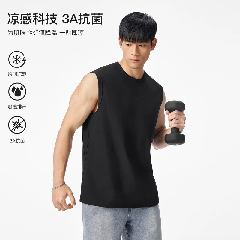 BODYDREAM夏季背心男凉感抗菌坎肩运动汗衫宽松无袖坎袖百搭t恤