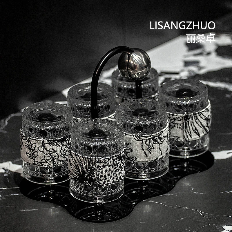 法式复古水杯轻奢套装玻璃杯喝水杯子高颜值茶杯收纳简约创意杯架