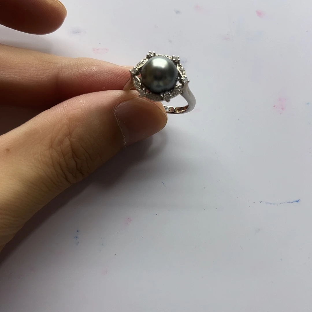 海水珍珠银S925镶嵌戒指
