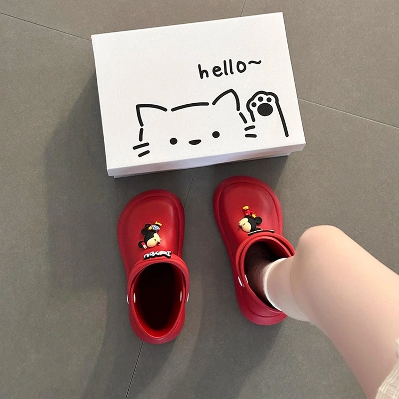 卡通动漫可爱米奇厚底雨靴防滑2025新款夏季丑萌防水外穿百搭雨鞋