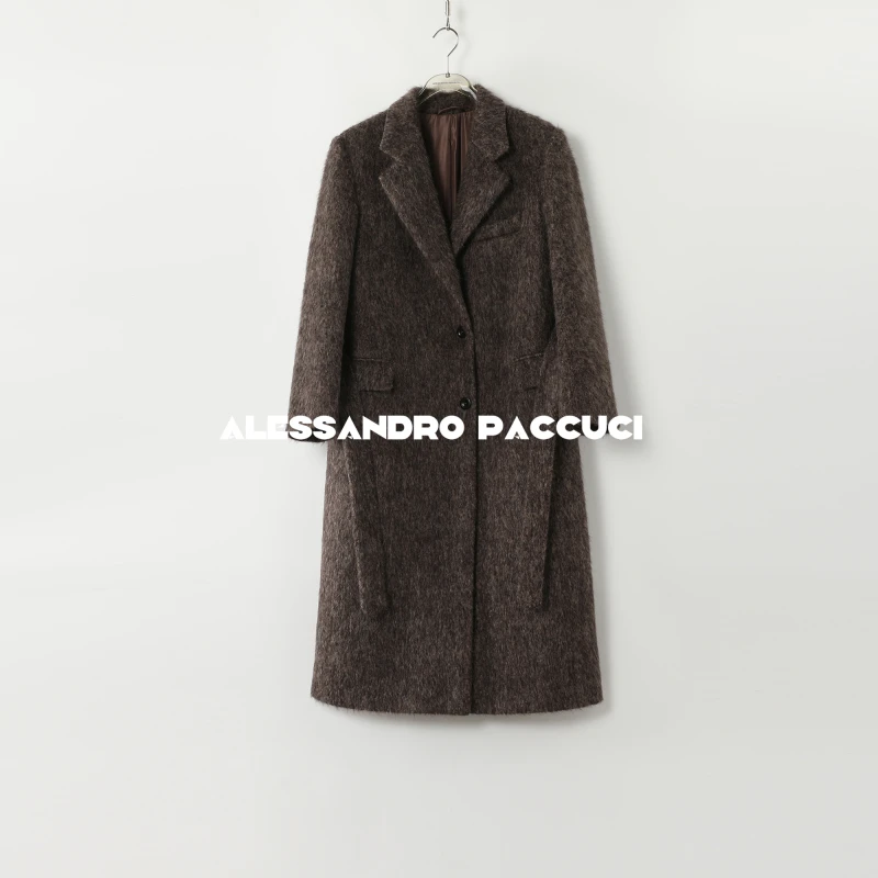 AP洛哥44031DY【黑标系列】意大利杰尼亚羊驼毛+初剪羊毛长款大衣