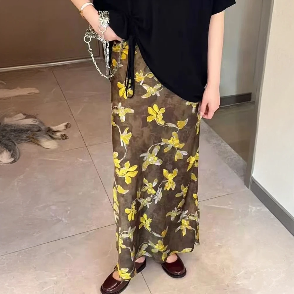 大码女装法式茶歇风包臀鱼尾裙夏季胖mm显瘦遮肚子宽松气质半身裙