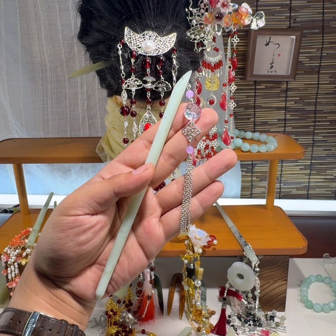 蛇纹石玉合金发饰