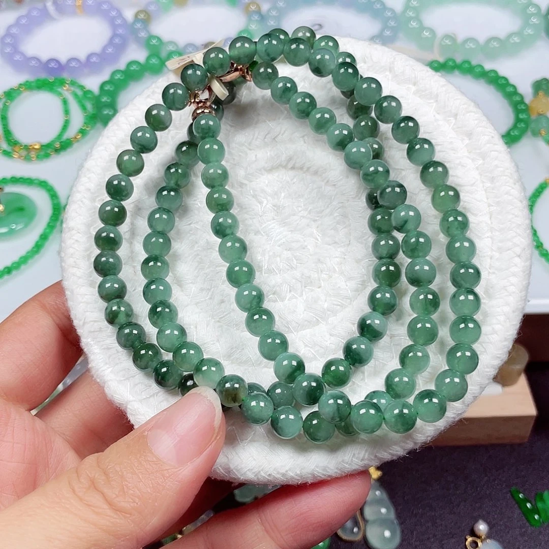 翡翠未镶嵌手链天然缅甸翡翠A货卡6.5