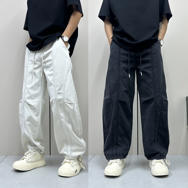 昊Studio夏季垂感高街直筒水洗男士休闲裤美式复古潮牌痞帅直筒裤
