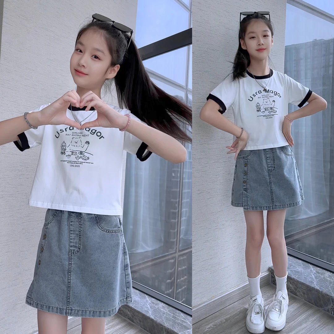 女童牛仔短裤裙2025夏装新款儿童中大童女孩短裤夏季薄款裤子外穿