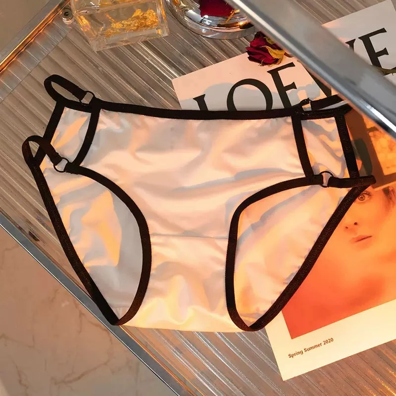 女士日式提花中腰女三角内裤针织三角裤高腰内衣透气蕾丝舒适打底