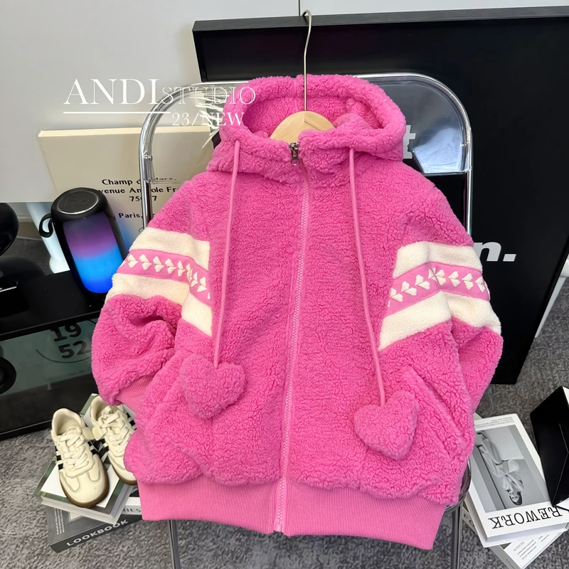 〖ANDI〗订制冬款中大童洋气拉链连帽毛毛外套1724