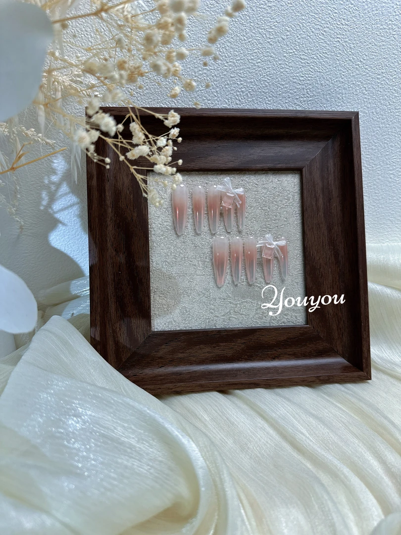 【冰镇汽水】纯手工渐变猫眼穿戴甲细狗气质裸色冰透显白穿戴甲