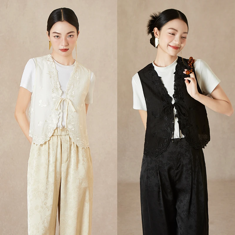 【秸熙】“长安花"夏季薄马甲4XB297/T桖5XC787/缎面提花裤4XB390