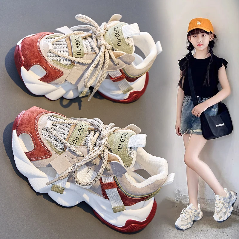 女童运动凉鞋2025夏季新款镂空透气中大童女孩儿童老爹包头鞋夏款