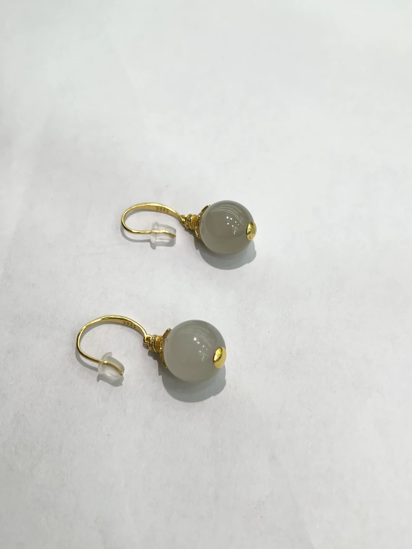 西亚珠宝LJ41-和田玉烟紫耳坠11mm+