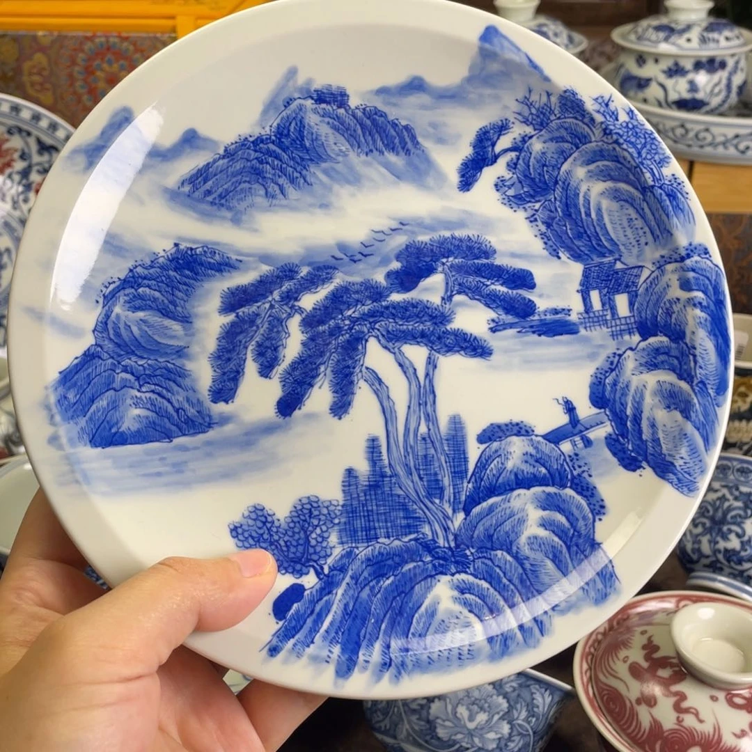 11景德镇青花山水壶承