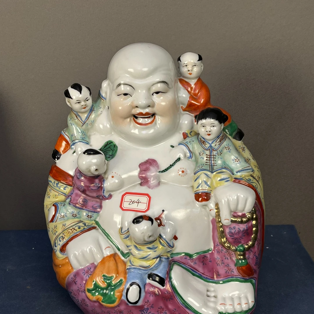 [微瑕慎拍]204景德镇五六七五子登科艺术瓷厂雕塑