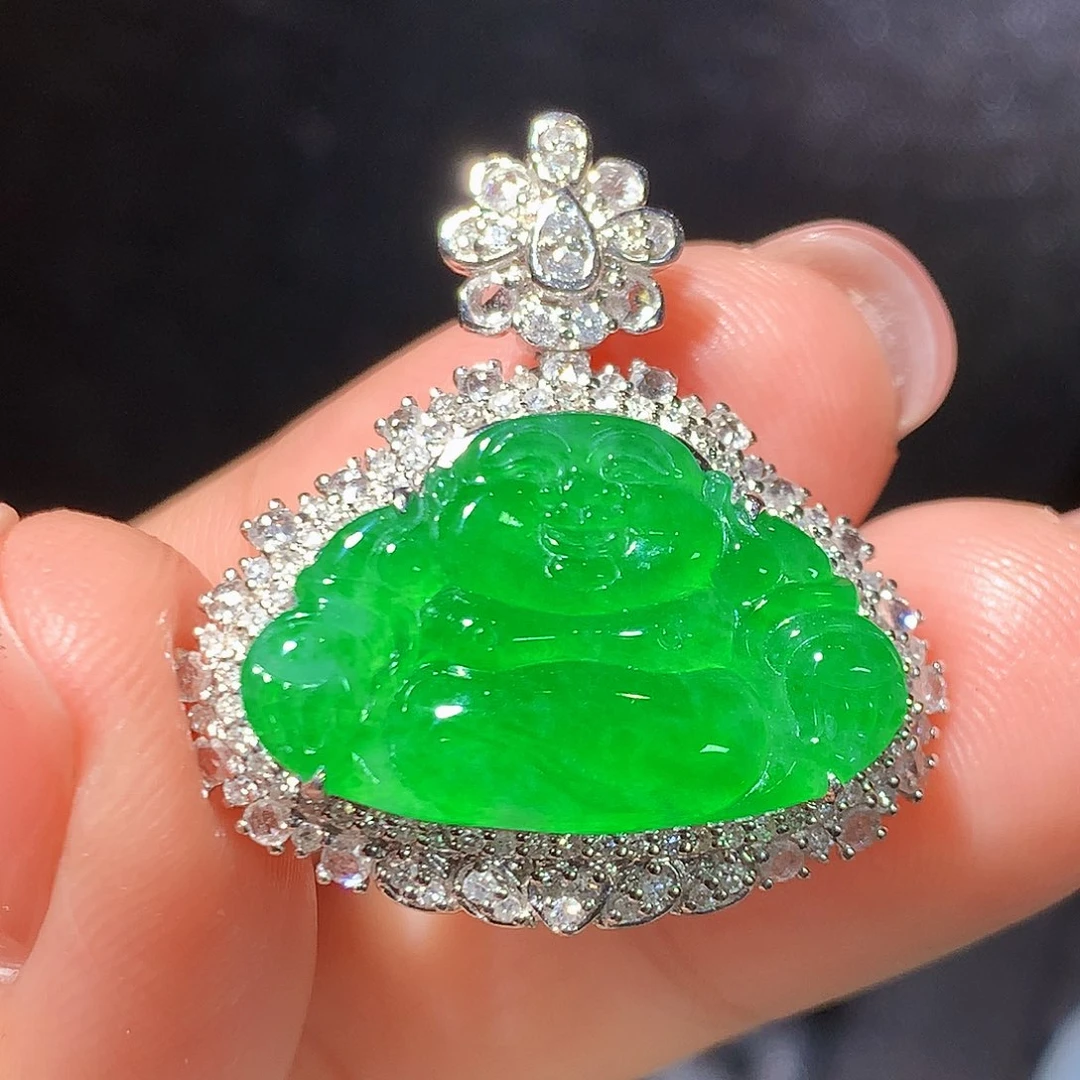 翡翠18K金镶嵌吊坠(不含链)