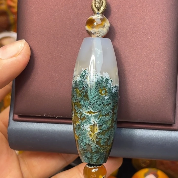 玛瑙/玉髓未镶嵌珠宝奇石收藏经典段天然水草天珠