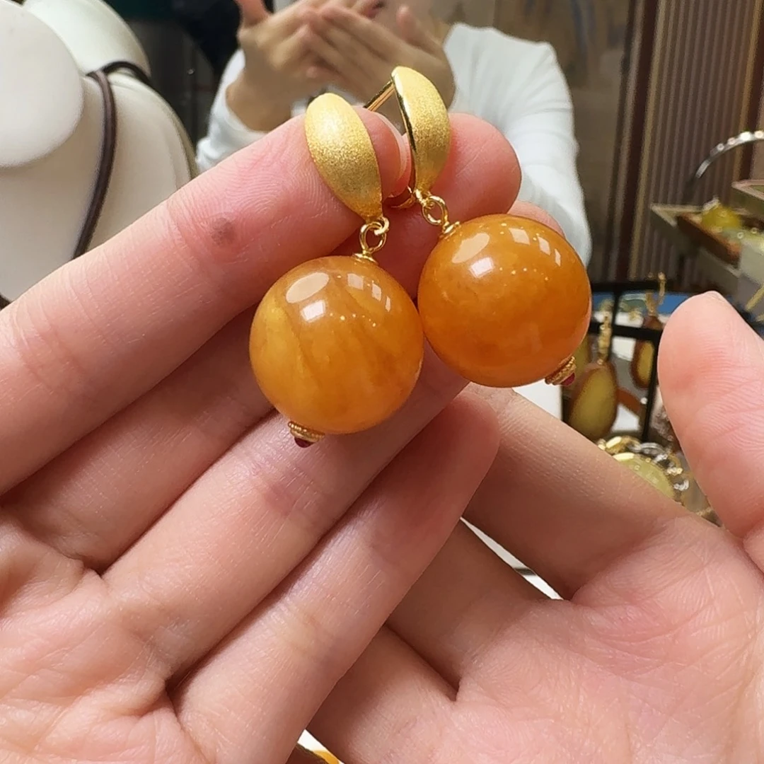 琥珀未镶嵌颈饰耳坠