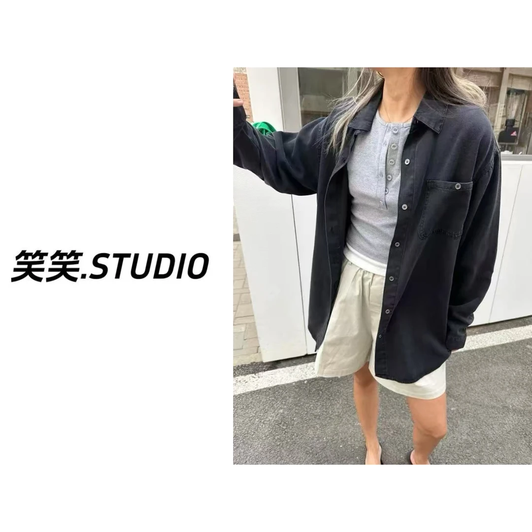 笑笑-【赵露思同款】法式复古港味新款防晒宽松慵懒风高端衬衣