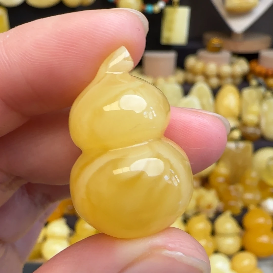 琥珀未镶嵌吊坠(不含链)天然俄料蜜蜡葫芦吊