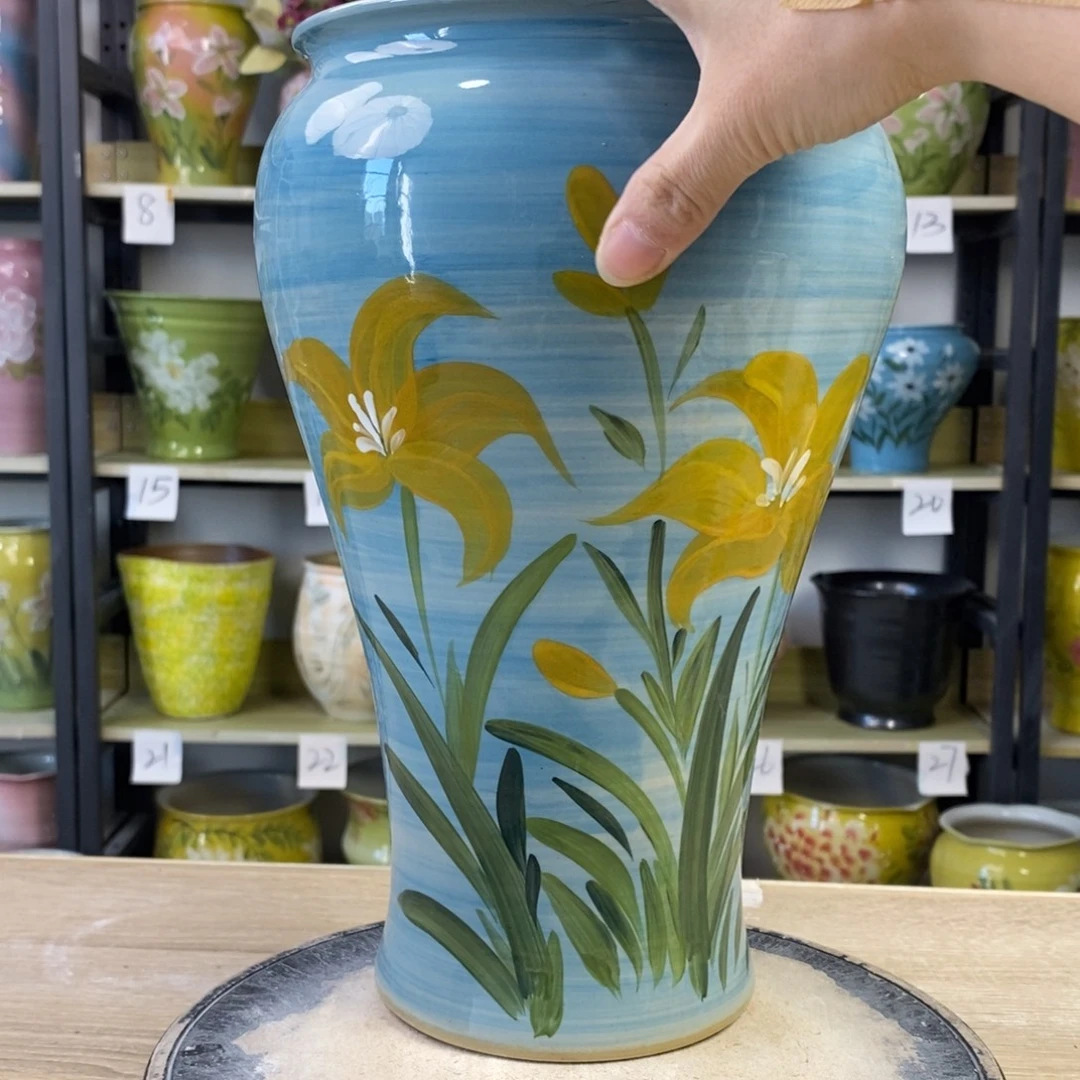 景德镇手工手绘陶瓷花盆