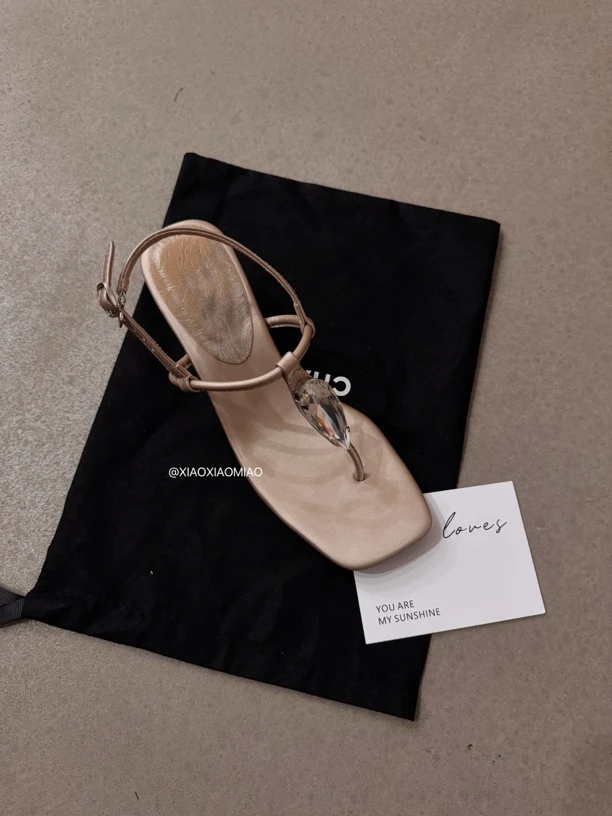 【水钻鸽子蛋】夏季新款坡跟夹趾人字拖凉鞋女时尚外穿气质高跟鞋