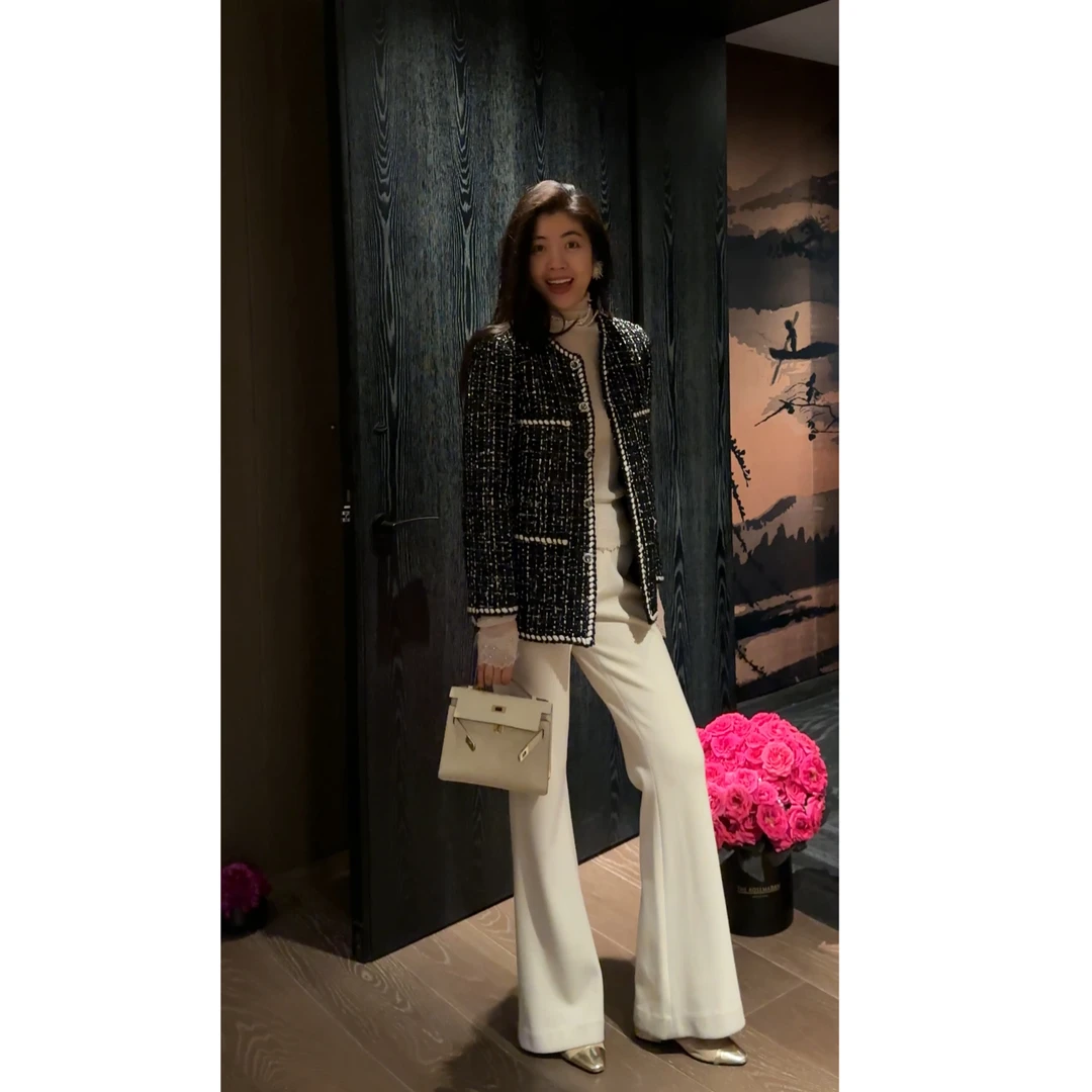 N.COU妮蔻25冬新款精致洋气气质时髦H版粗花呢小香风外套DY61388