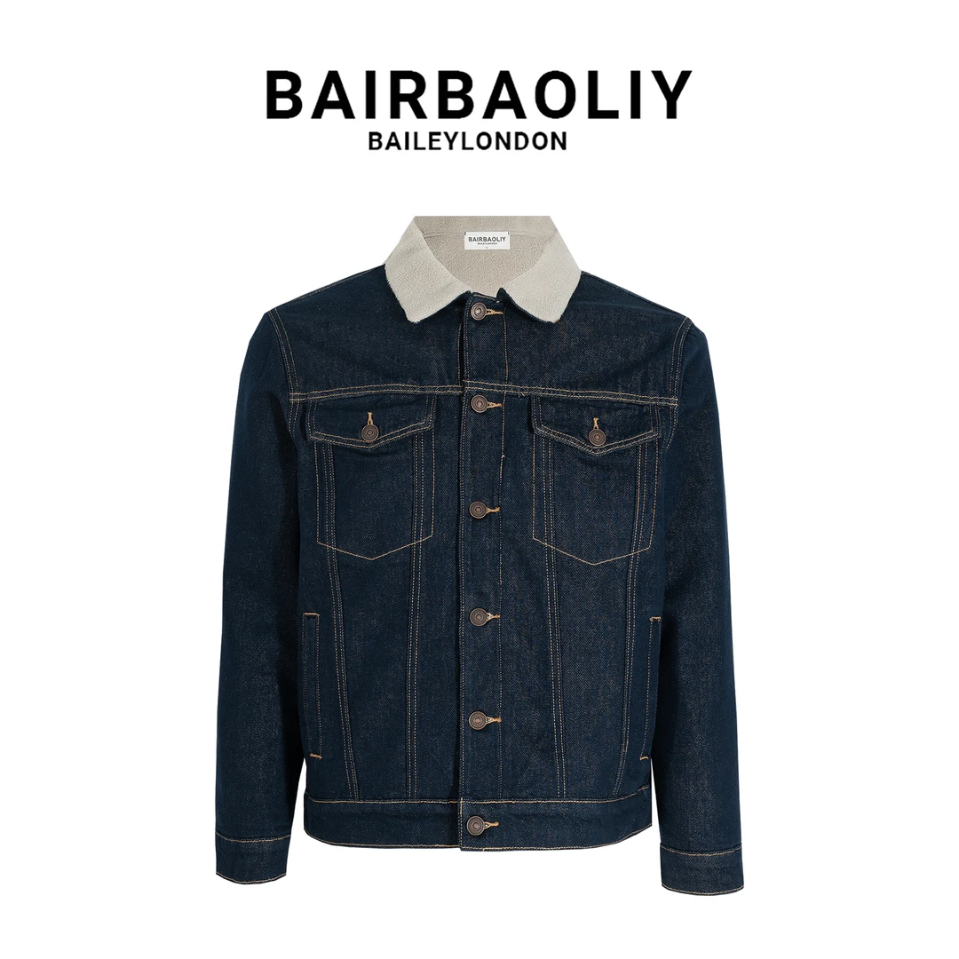 BAIRBAOLIY潮流经典复古休闲夹克男秋冬加绒加厚保暖百搭牛仔外套